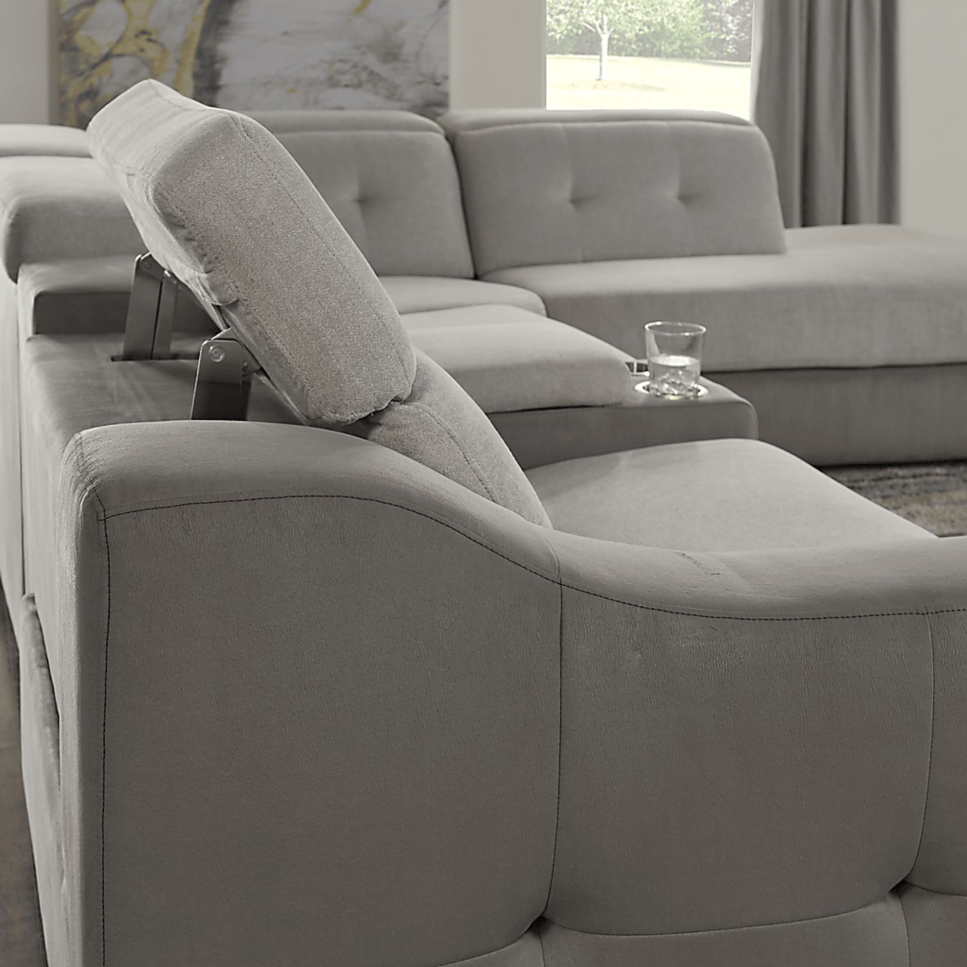 Grande Point Gray 5 Pc Power Reclining Sectional - Image 5