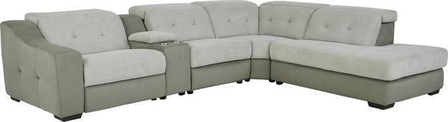 Grande Point Gray 5 Pc Power Reclining Sectional - Thumbnail - Image 1