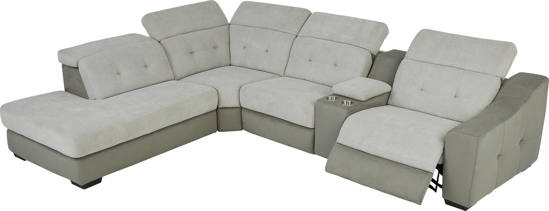 Grande Point Gray 5 Pc Dual Power Reclining Sectional - Image 3