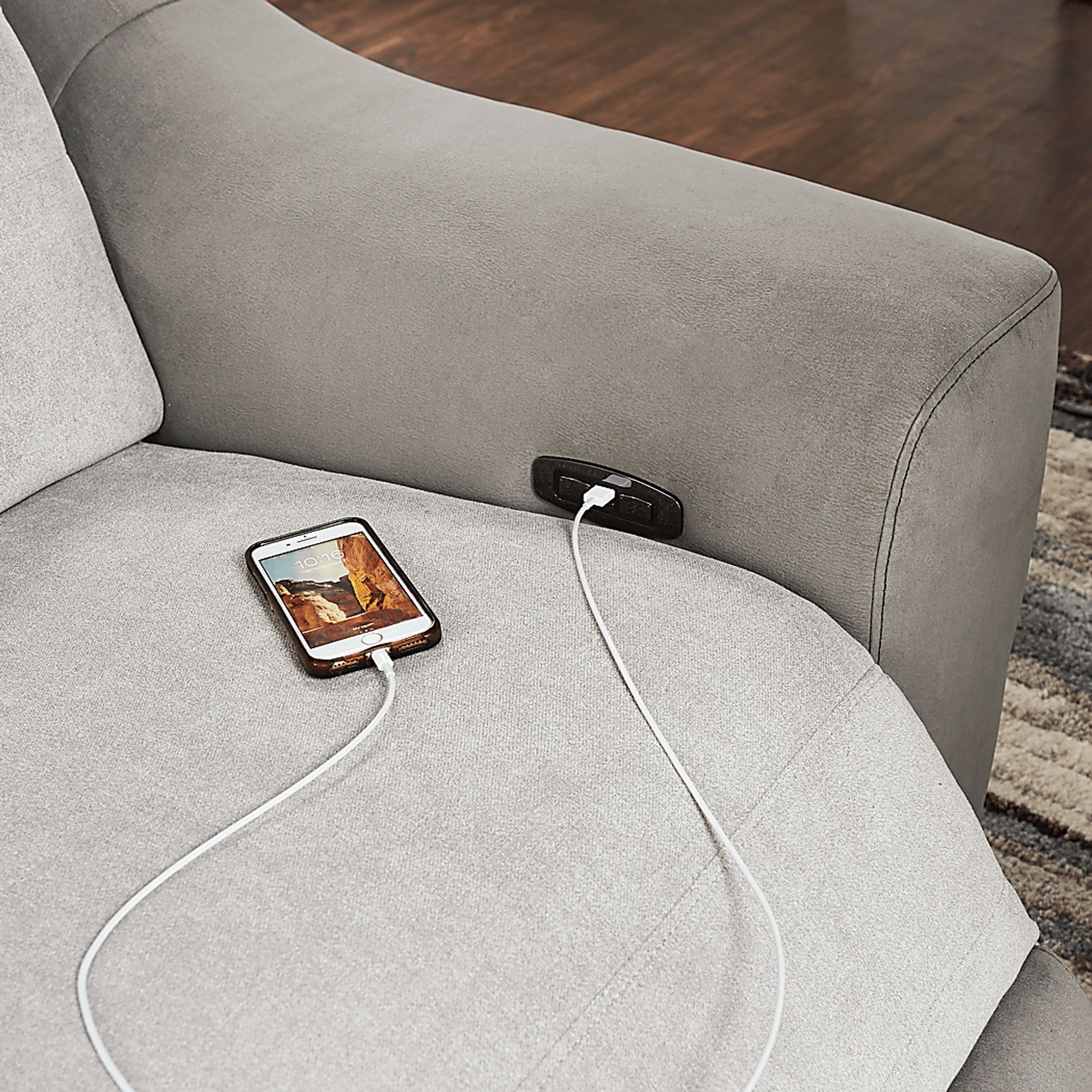 Grande Point Gray 5 Pc Dual Power Reclining Sectional - Image 4