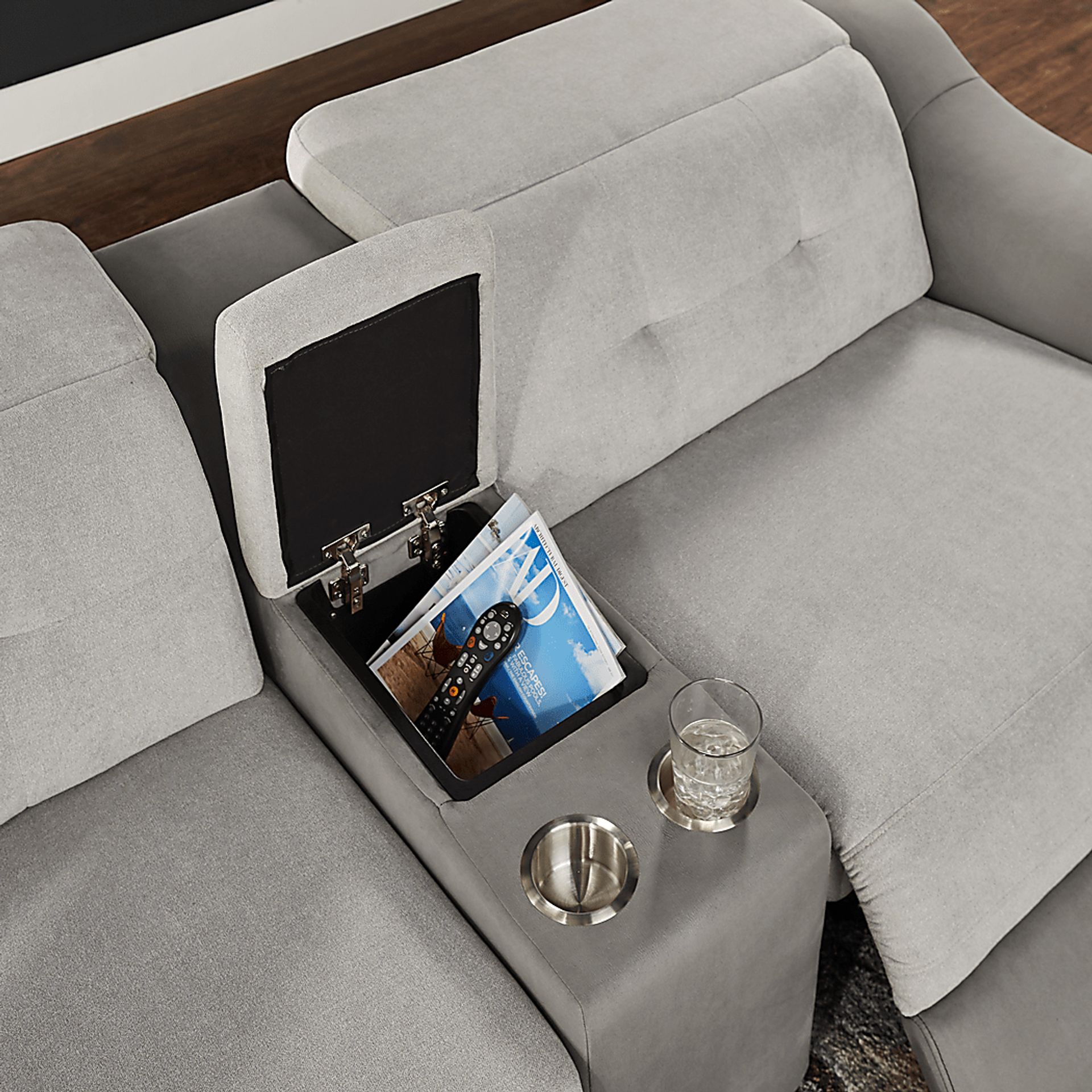 Grande Point Gray 5 Pc Dual Power Reclining Sectional - Image 5