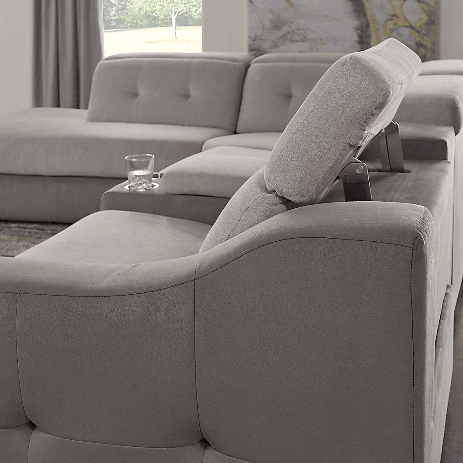 Grande Point Gray 5 Pc Dual Power Reclining Sectional - Image 6