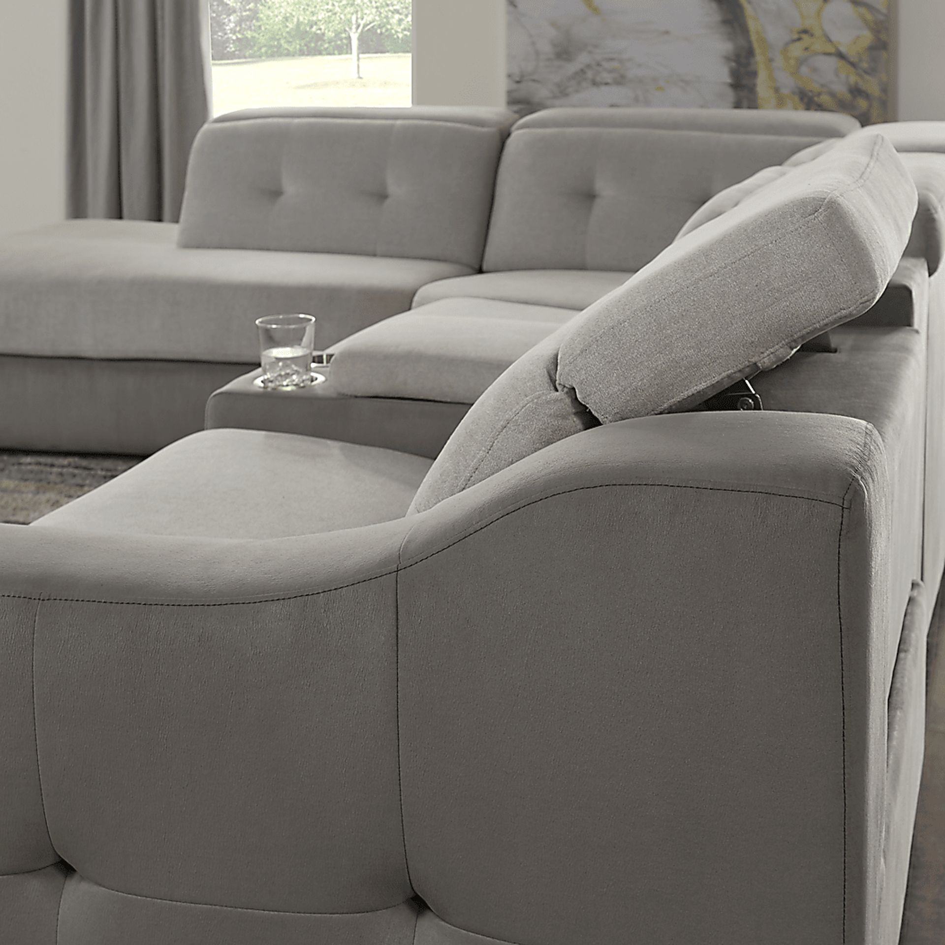 Grande Point Gray 5 Pc Dual Power Reclining Sectional - Image 7