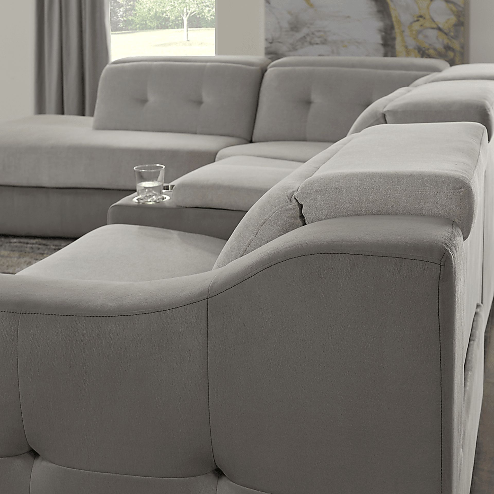 Grande Point Gray 5 Pc Dual Power Reclining Sectional - Image 8