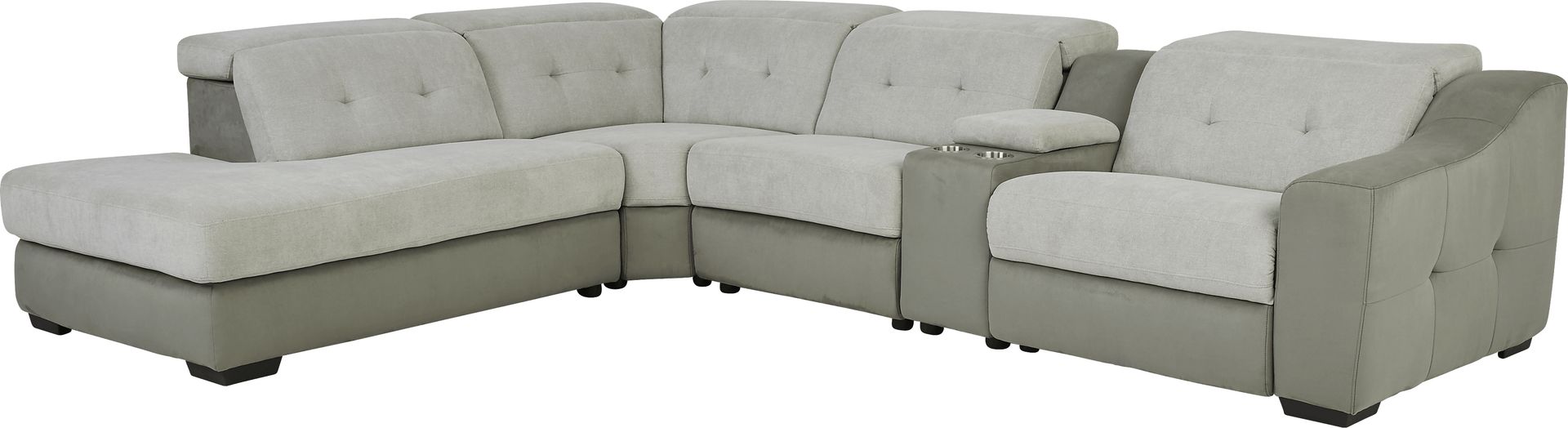 Grande Point Gray 5 Pc Dual Power Reclining Sectional - Image 1