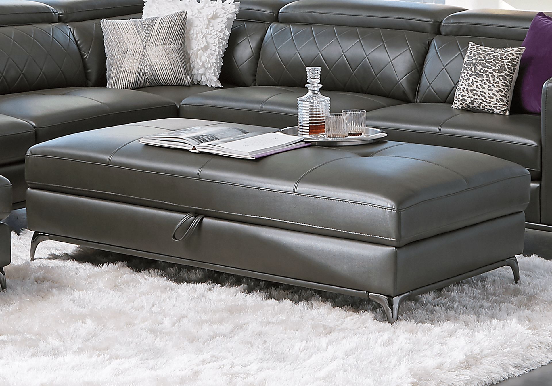 Via Sorrento Granite Storage Ottoman - Image 4