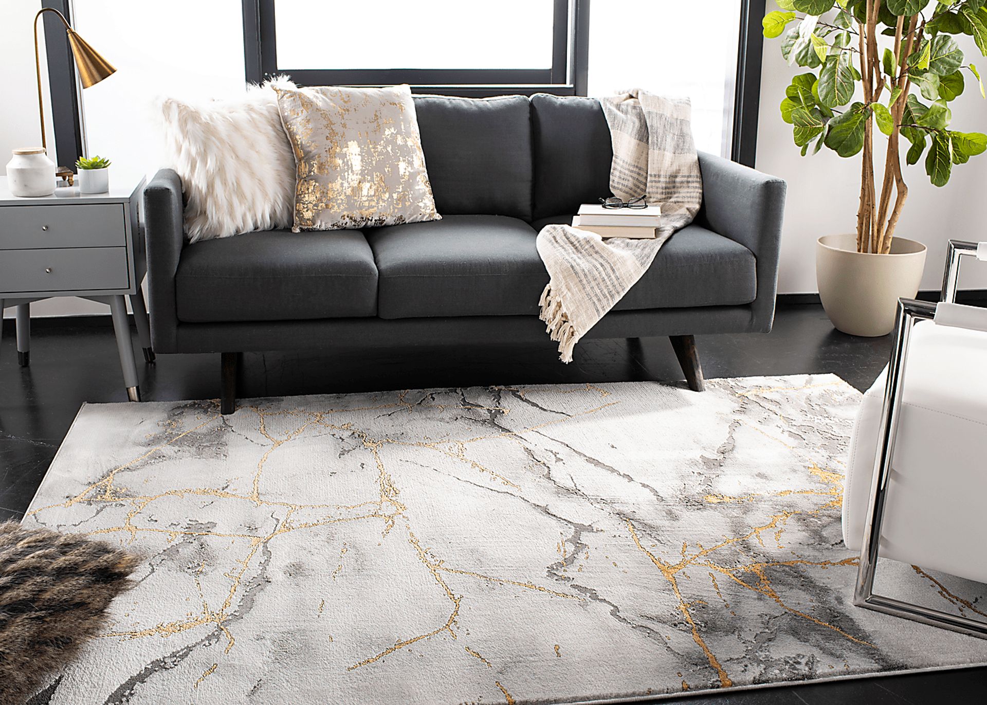 Cracked Marble Gray Rug | Rooms to Go