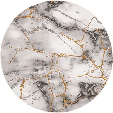Cracked Marble Gray 6'7 Round Rug