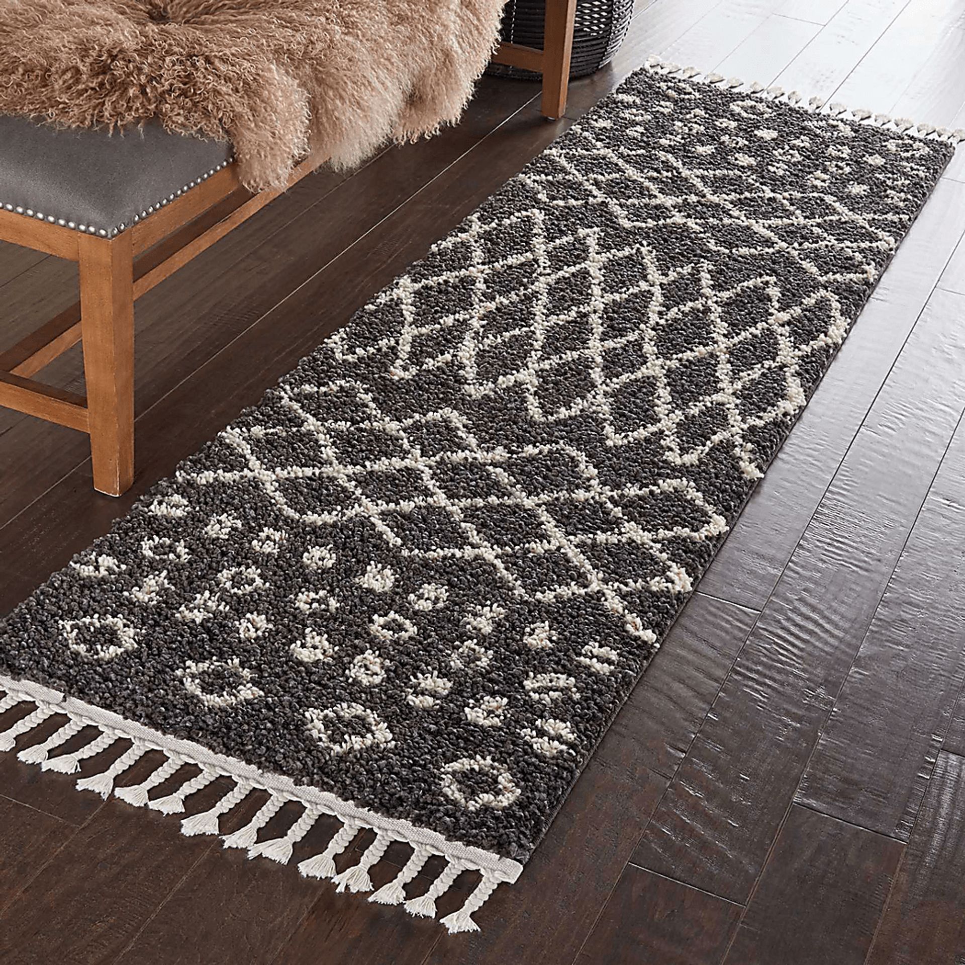 Graphic Patterns Charcoal 2'2 x 8'1 Runner Rug - Image 4