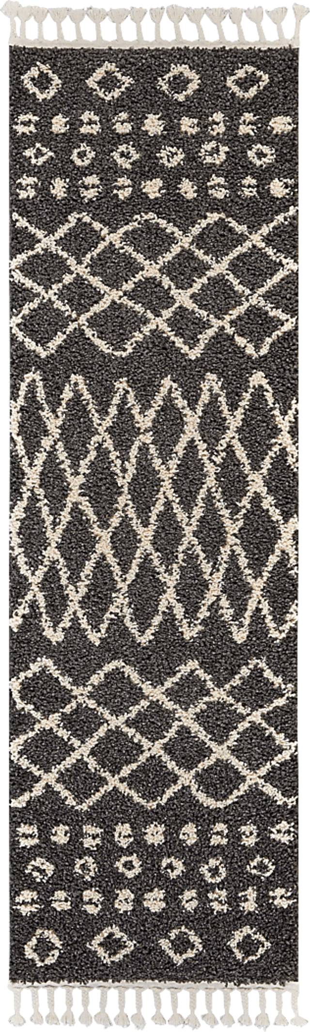 Graphic Patterns Charcoal 2'2 x 8'1 Runner Rug - Thumbnail - Image 1