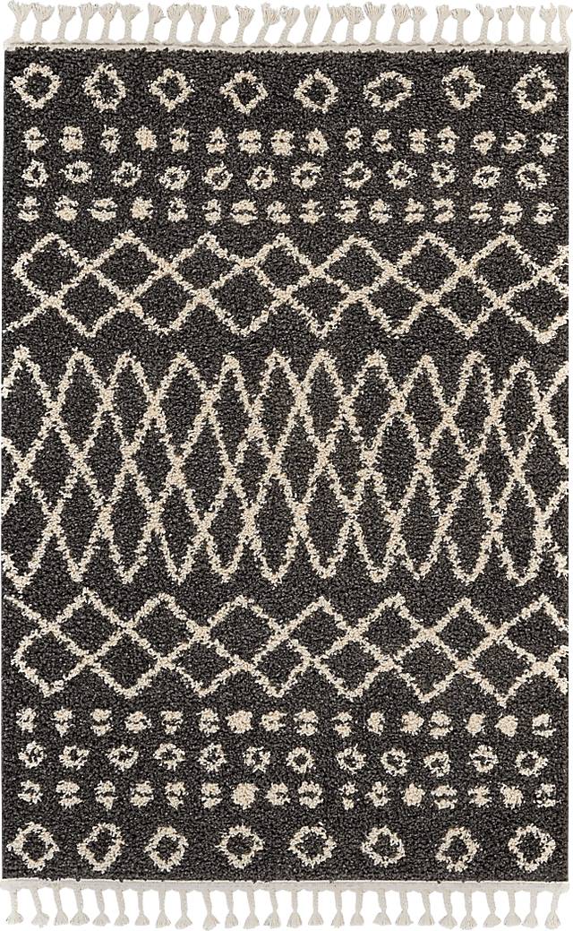 Graphic Patterns Charcoal 5'3 x 7'11 Rug - Thumbnail - Image 1