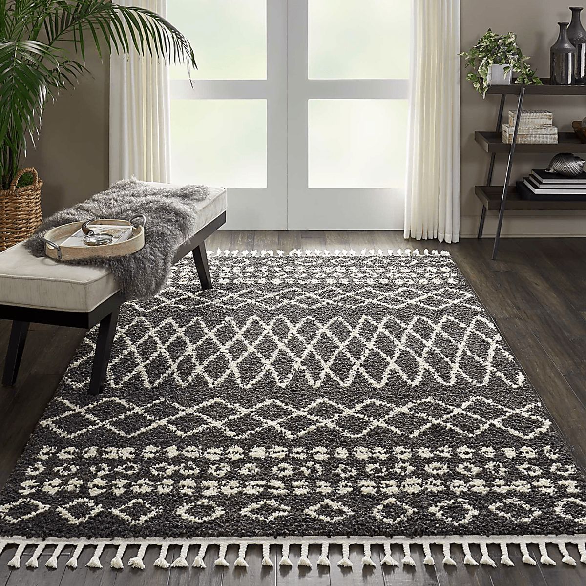 Graphic Patterns Charcoal Black,Gray Rug | Rooms to Go