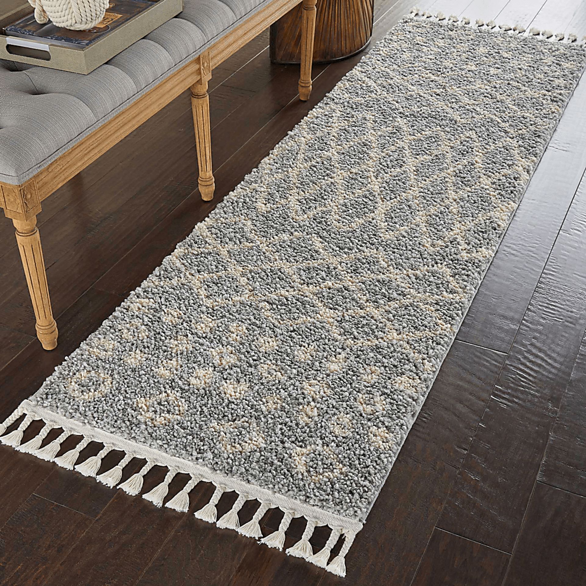 Graphic Patterns Silver 2'2 x 8'1 Runner Rug - Image 4