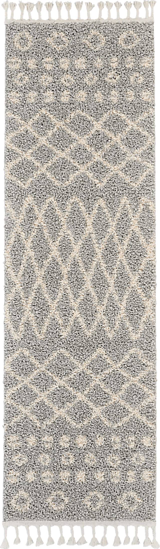 Graphic Patterns Silver 2'2 x 8'1 Runner Rug - Thumbnail - Image 1