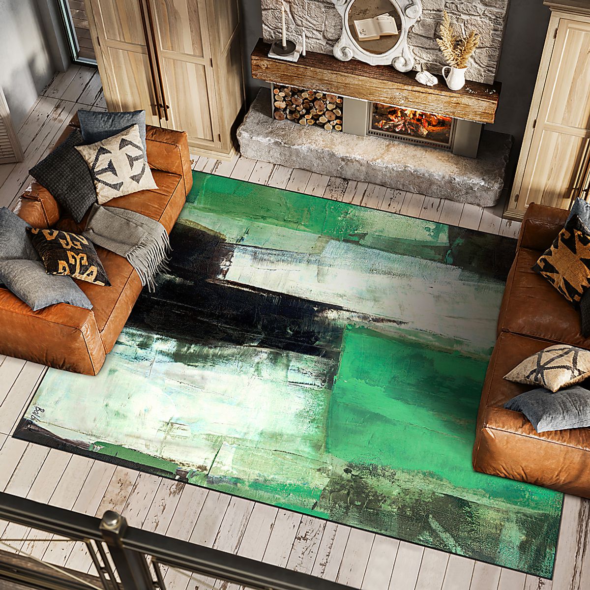 Grassflow Black,Green,White Rugs | Rooms to Go