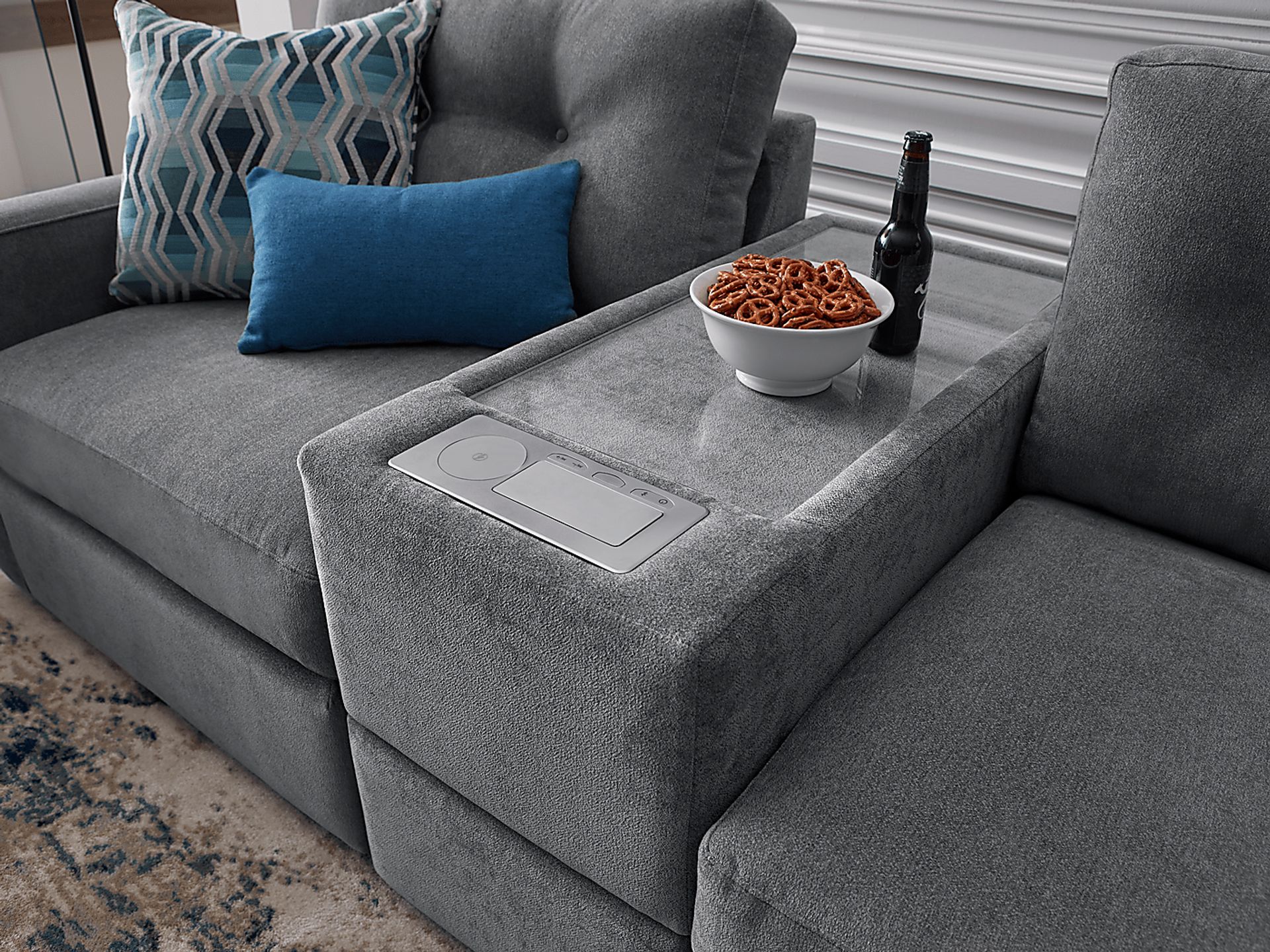 Gray 3 Pc Power Reclining ModularOne with Media Console - Image 6