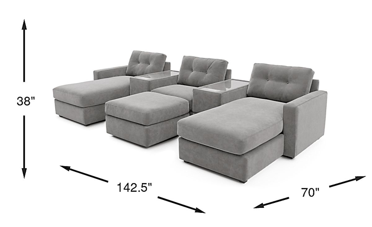 Drew & Jonathan Modularone Gray Chenille Fabric 6 Pc Media Modular ...