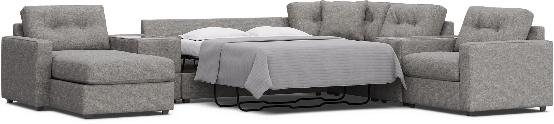 Gray 7 Pc ModularOne Gel Foam Sleeper with Media Consoles - Image 2