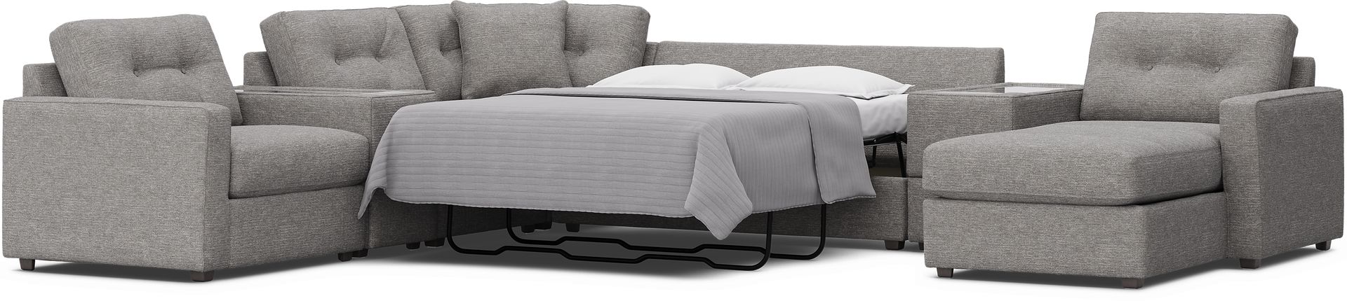 Gray 7 Pc ModularOne Gel Foam Sleeper with Media Consoles - Image 2