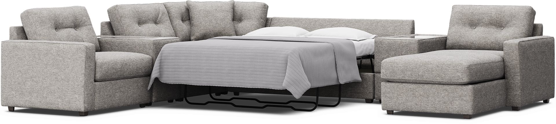 Gray 7 Pc ModularOne Gel Foam Sleeper with Media Consoles - Image 3