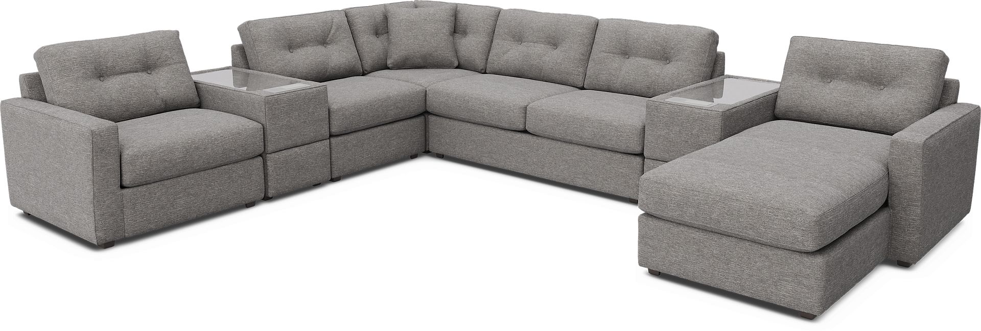 Gray 7 Pc ModularOne Gel Foam Sleeper with Media Consoles - Image 1