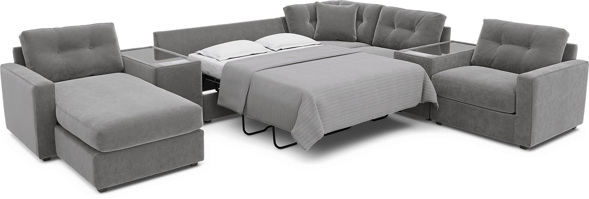 Gray 7 Pc ModularOne Sleeper with Media Consoles - Image 2