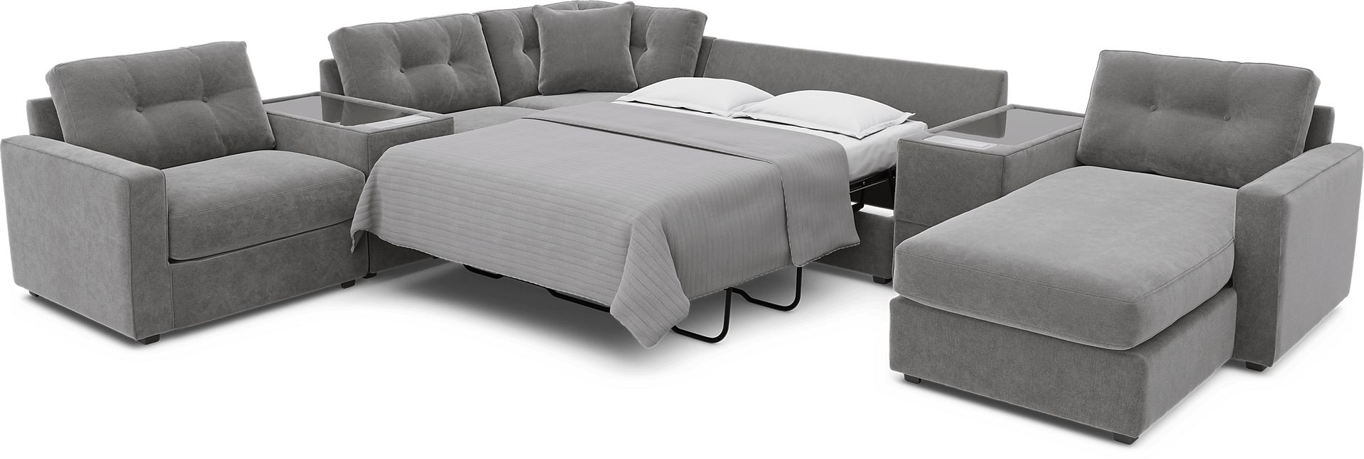 Gray 7 Pc ModularOne Sleeper with Media Consoles - Image 2