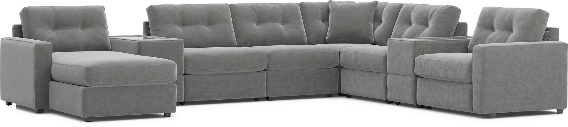 Gray 8 Pc Power Reclining ModularOne with Media Consoles - Image 3