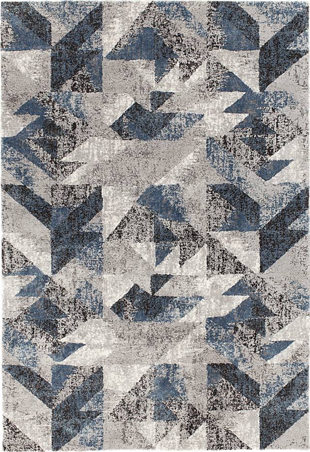 Gray Prism Blue 6'6 x 9'6 Rug - Thumbnail - Image 1