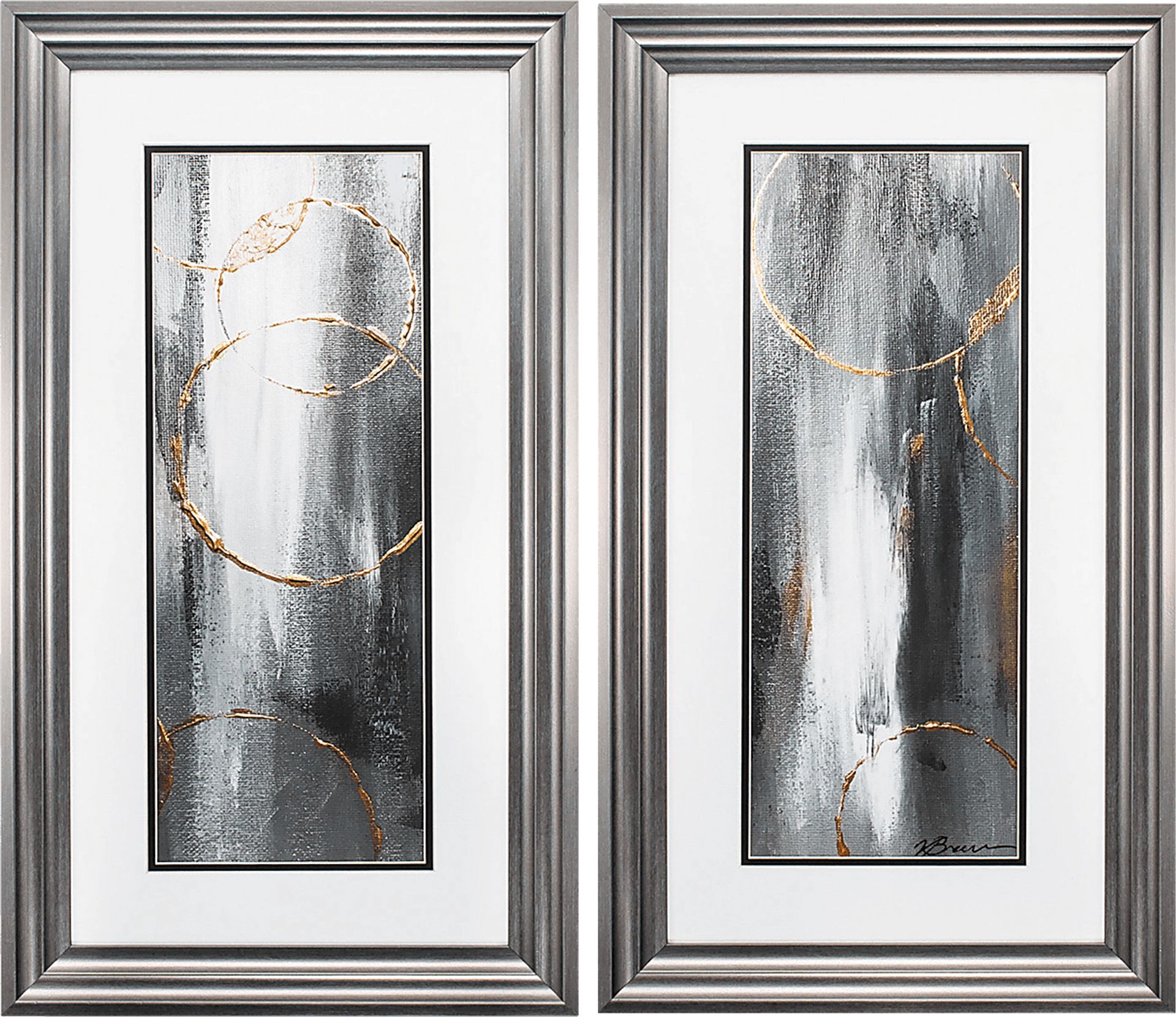 Gray Waterfall Set of 2 Artwork - Image 1