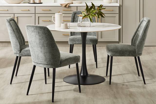 Grayhill White 5 Pc Dining Room with Sambuca Charcoal Chairs - Thumbnail - Image 1