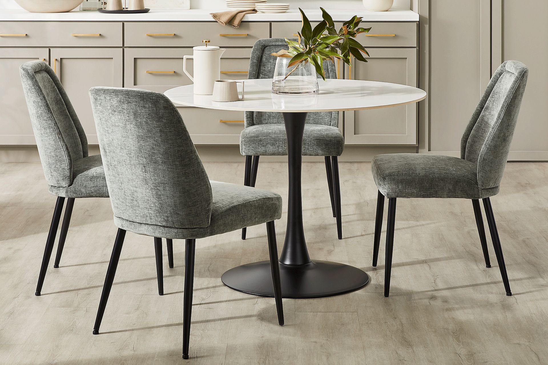 Grayhill White 5 Pc Dining Room with Sambuca Charcoal Chairs - Image 1