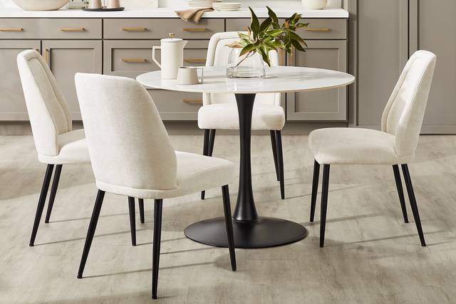 Grayhill White 5 Pc Dining Room with Sambuca Ivory Chairs - Thumbnail - Image 1