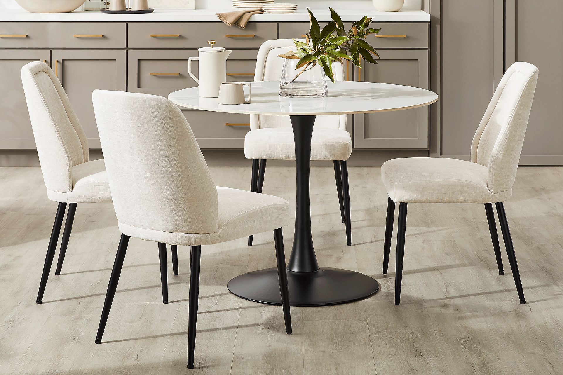 Grayhill White 5 Pc Dining Room with Sambuca Ivory Chairs - Image 1