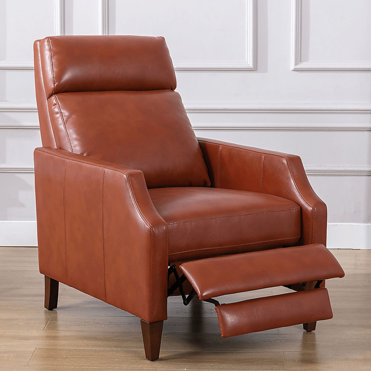 Grayview Caramel Brown Polyurethane Fabric Push Back Recliner Rooms to Go