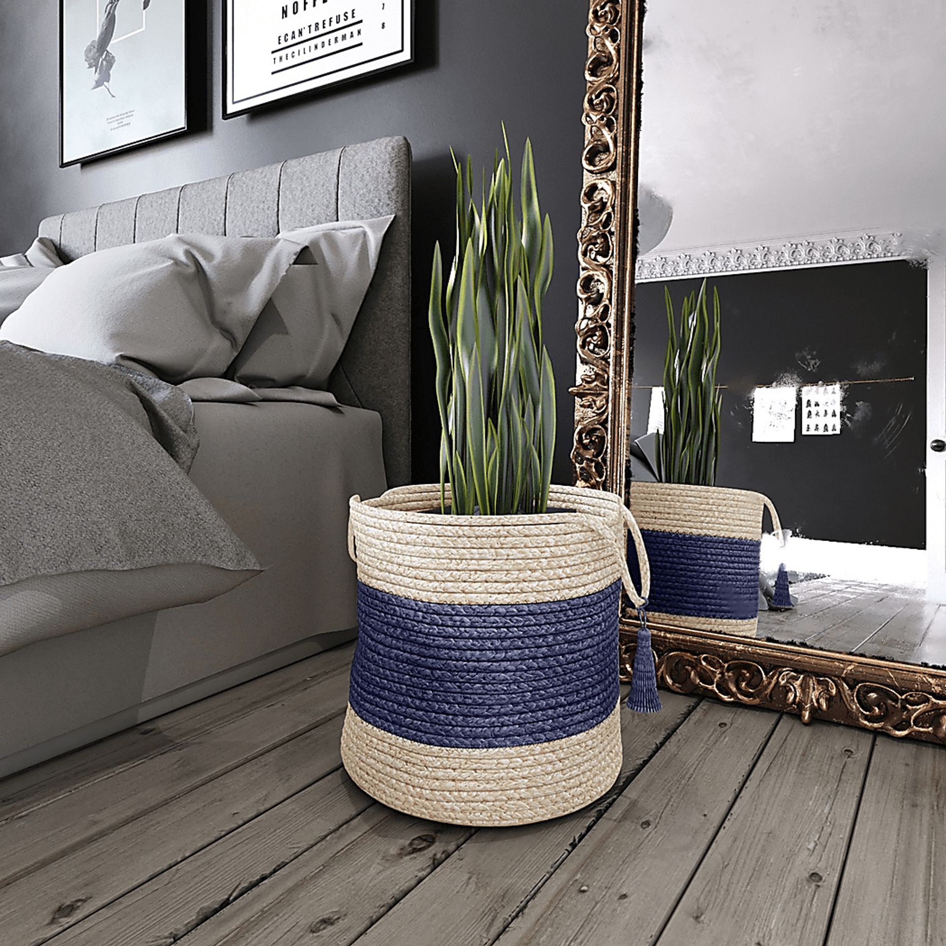 Grebella White/Blue 17 in. Basket - Image 2