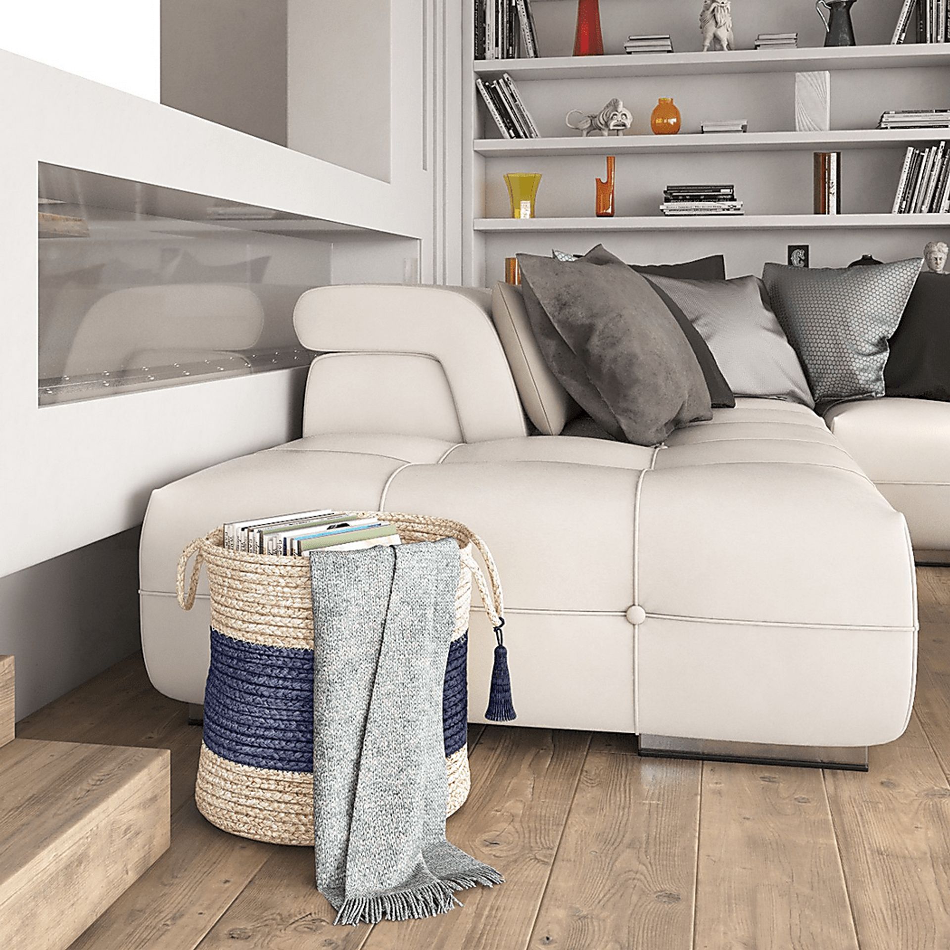 Grebella White/Blue 17 in. Basket - Image 3