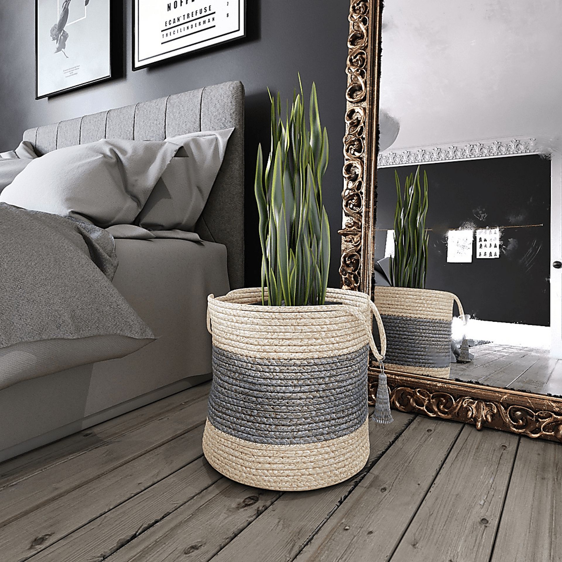 Grebella White/Gray 17 in. Basket - Image 2
