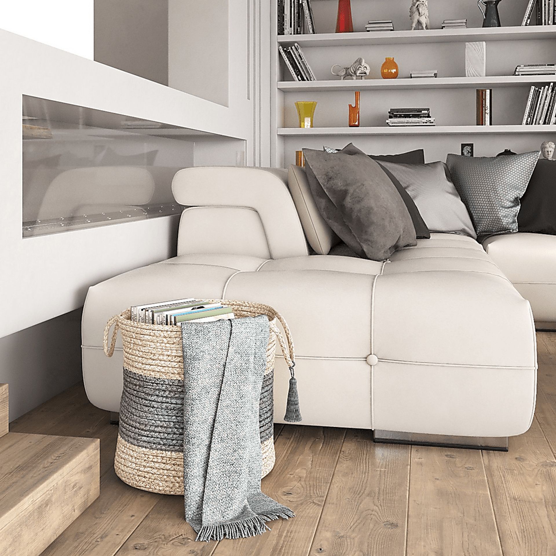 Grebella White/Gray 17 in. Basket - Image 3