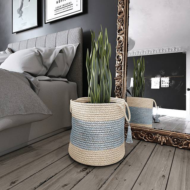 Grebella White/Light Blue 19 in. Basket - Thumbnail - Image 2