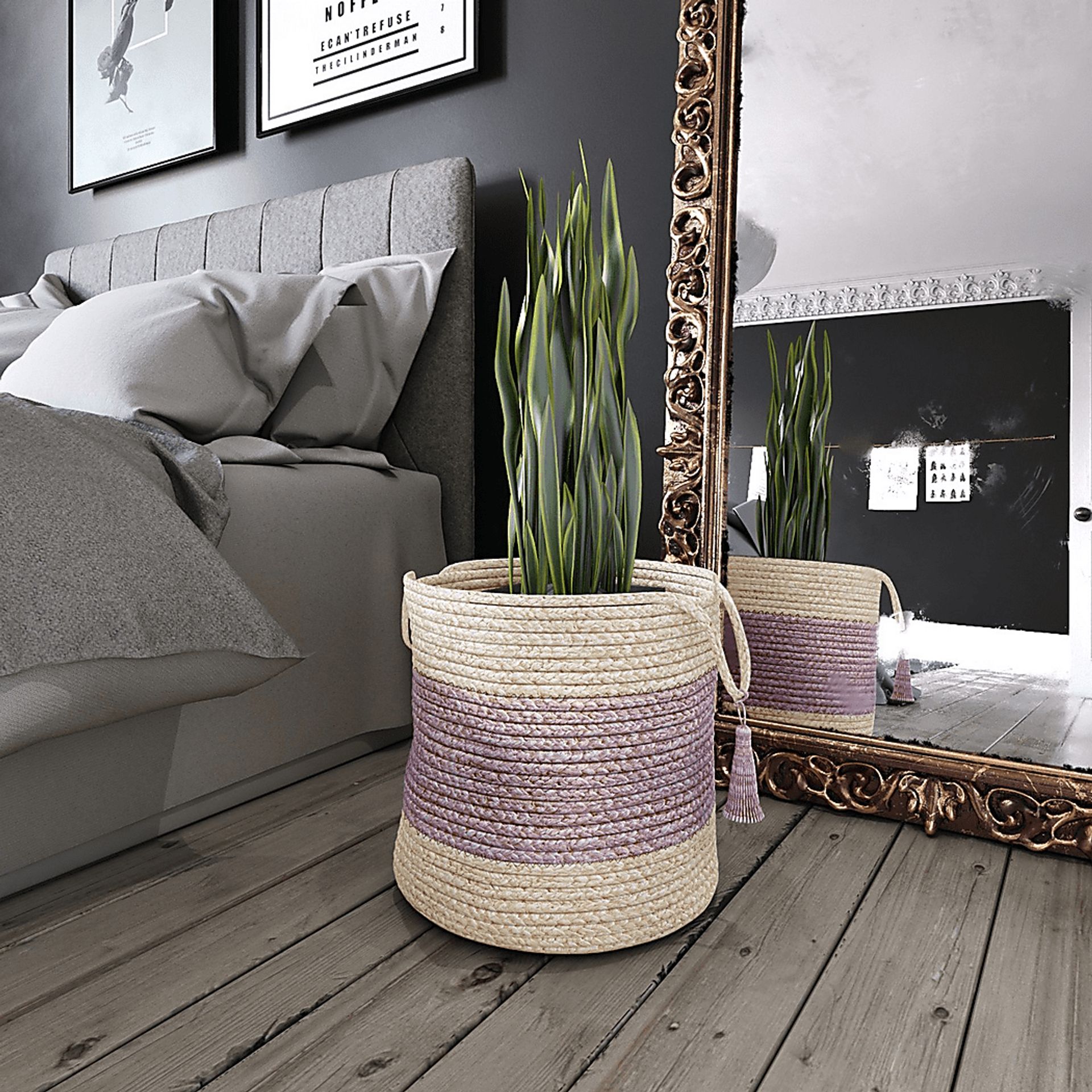 Grebella White/Lilac 17 in. Basket - Image 2