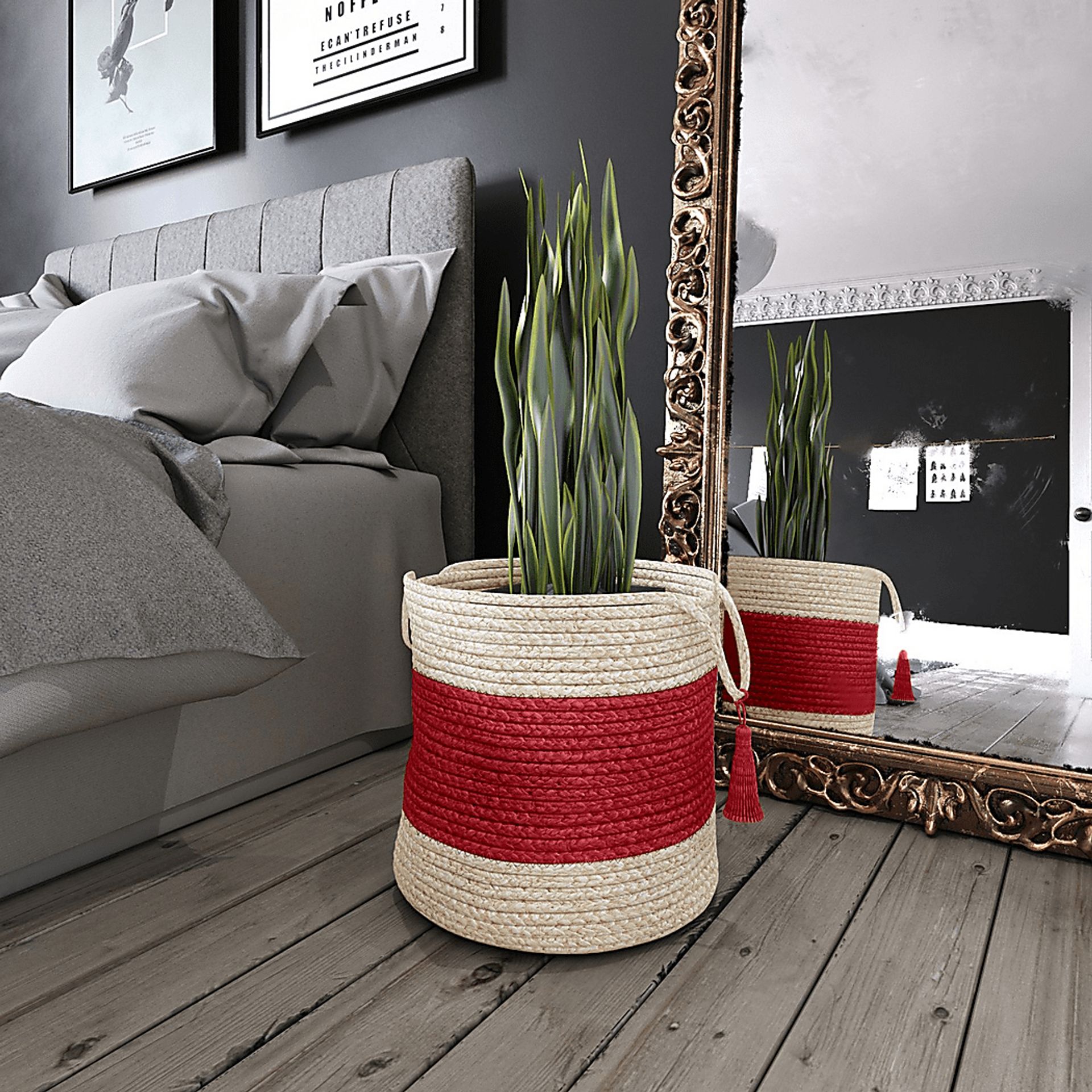 Grebella White/Red 19 in. Basket - Image 2