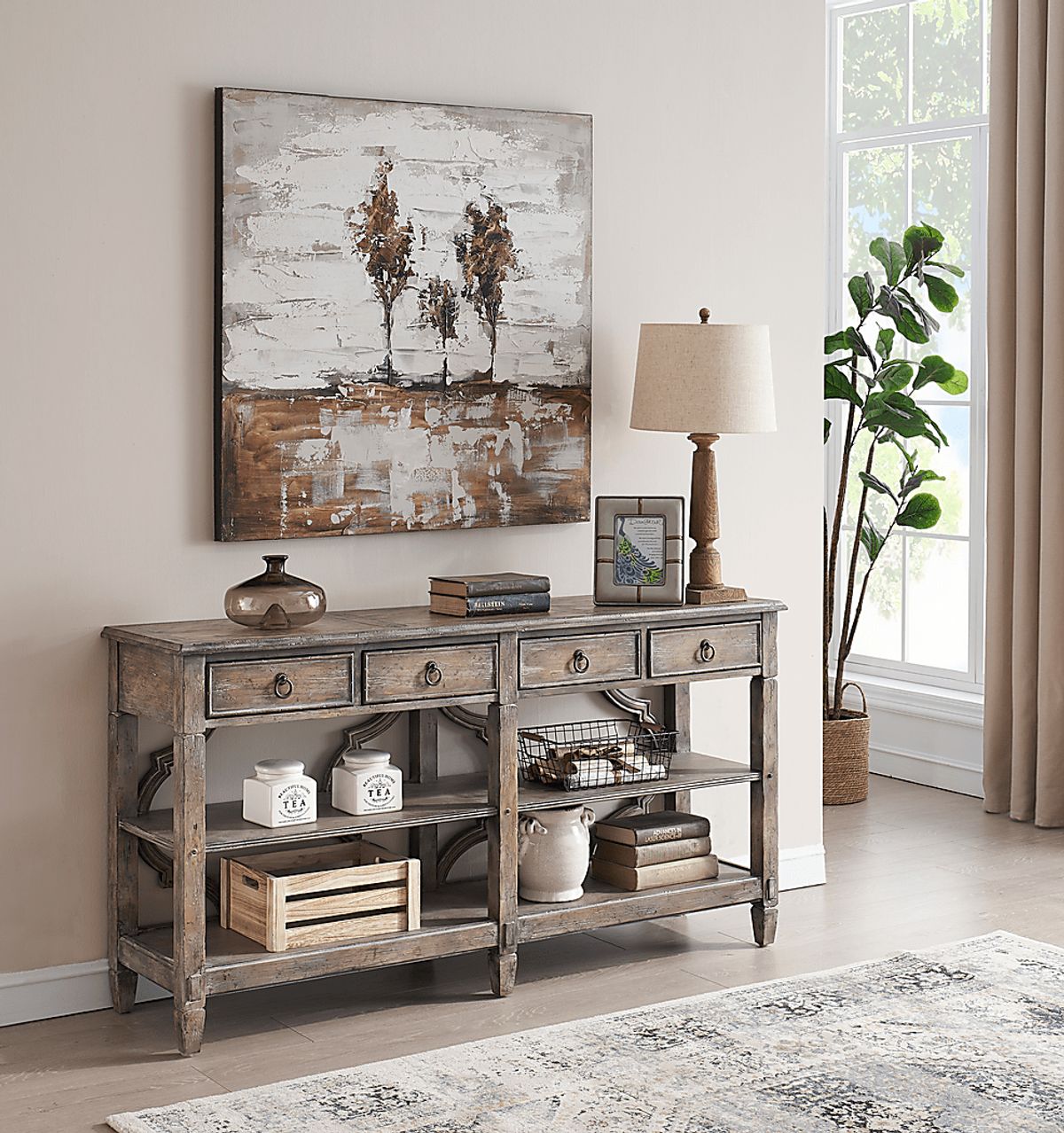 Greemtree Brown Dark Wood Console Table | Rooms to Go