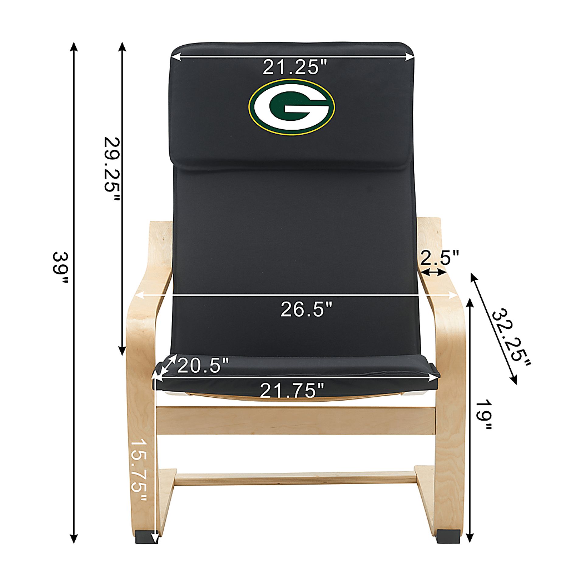 Green Bay Packers Black Accent Chair - Image 5