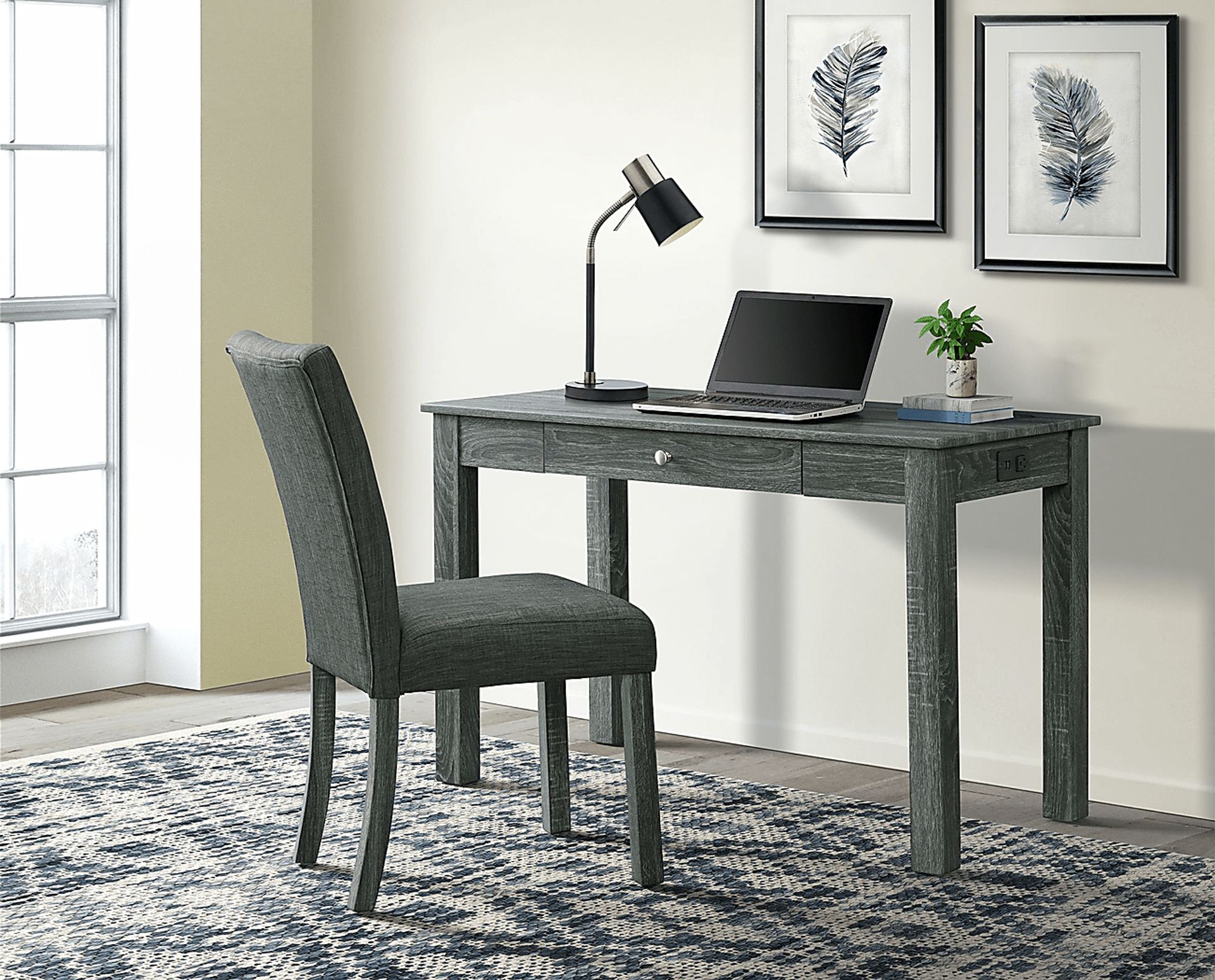 Greenberry Dark Gray Desk and Chair Set - Image 2