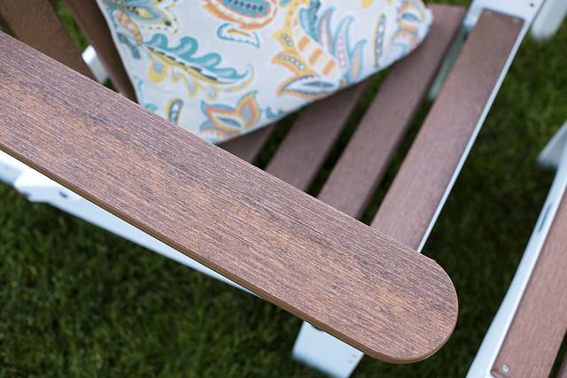 Greenport Natural White and Mocha Outdoor Adirondack Chair - Thumbnail - Image 2