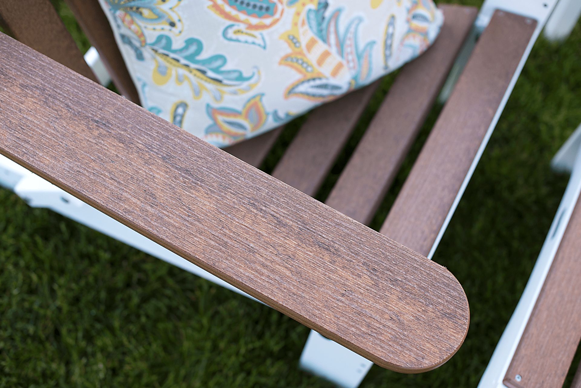 Greenport Natural White and Mocha Outdoor Adirondack Chair - Image 2