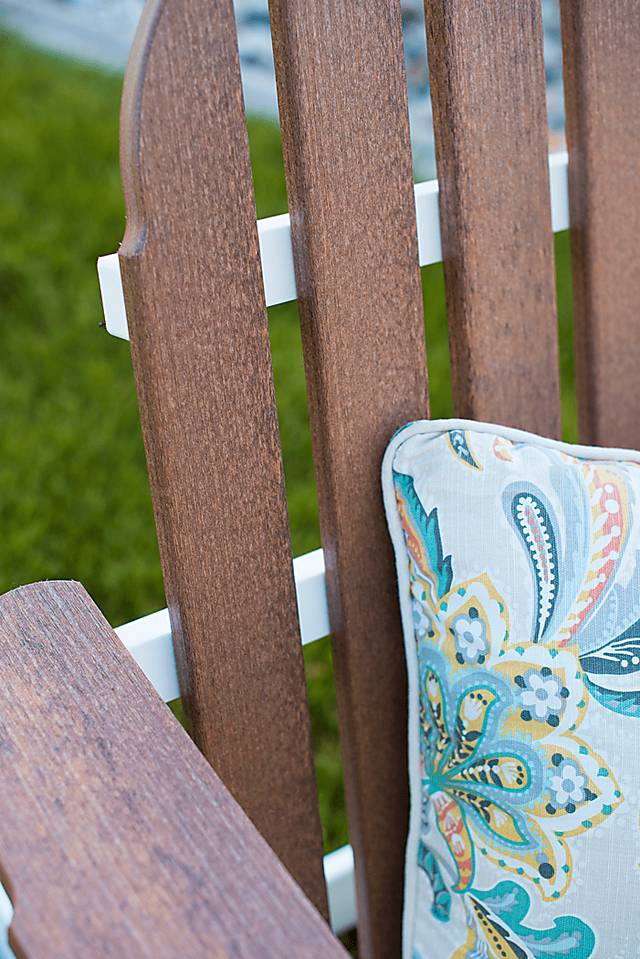 Greenport Natural White and Mocha Outdoor Adirondack Chair - Thumbnail - Image 3