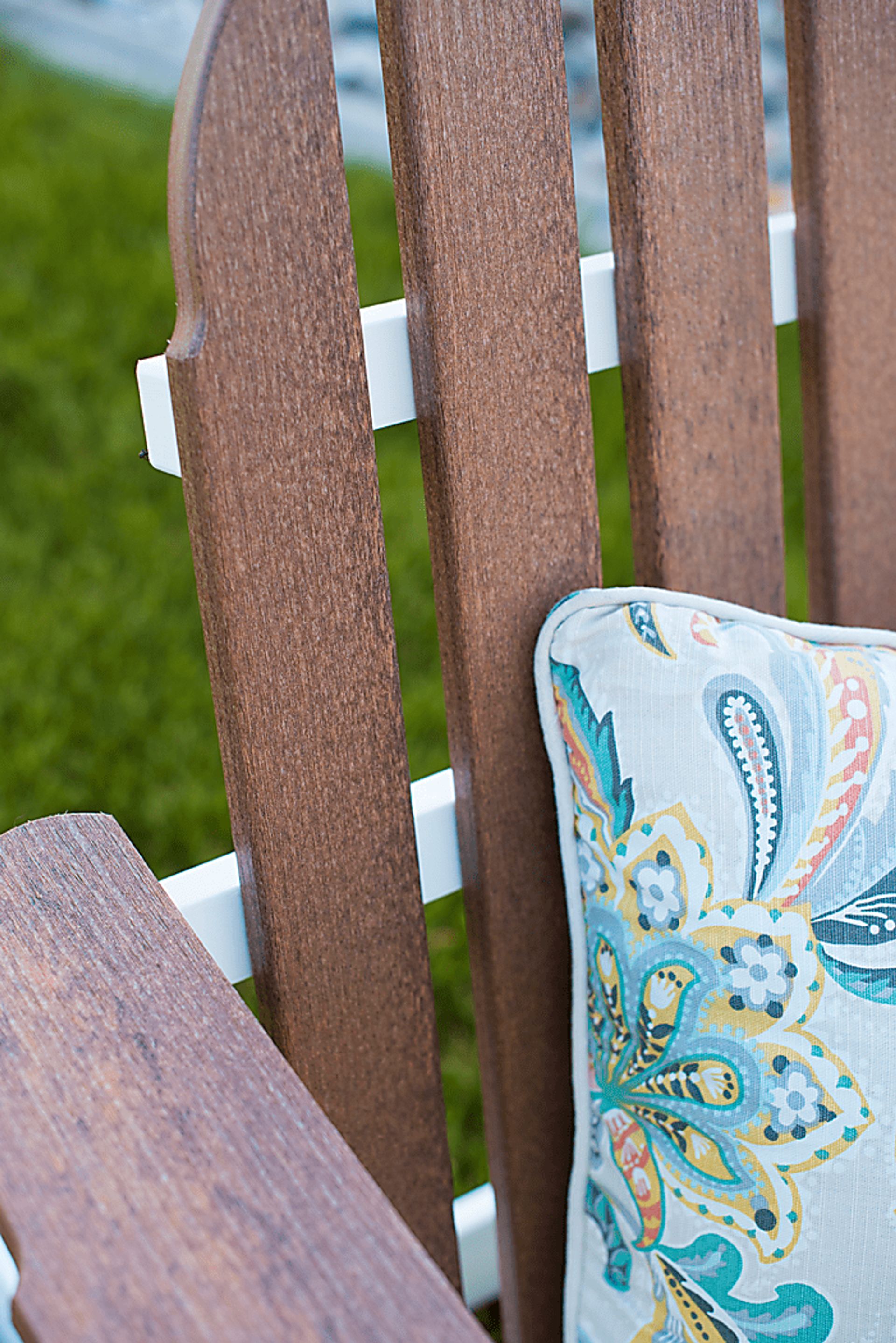 Greenport Natural White and Mocha Outdoor Adirondack Chair - Image 3