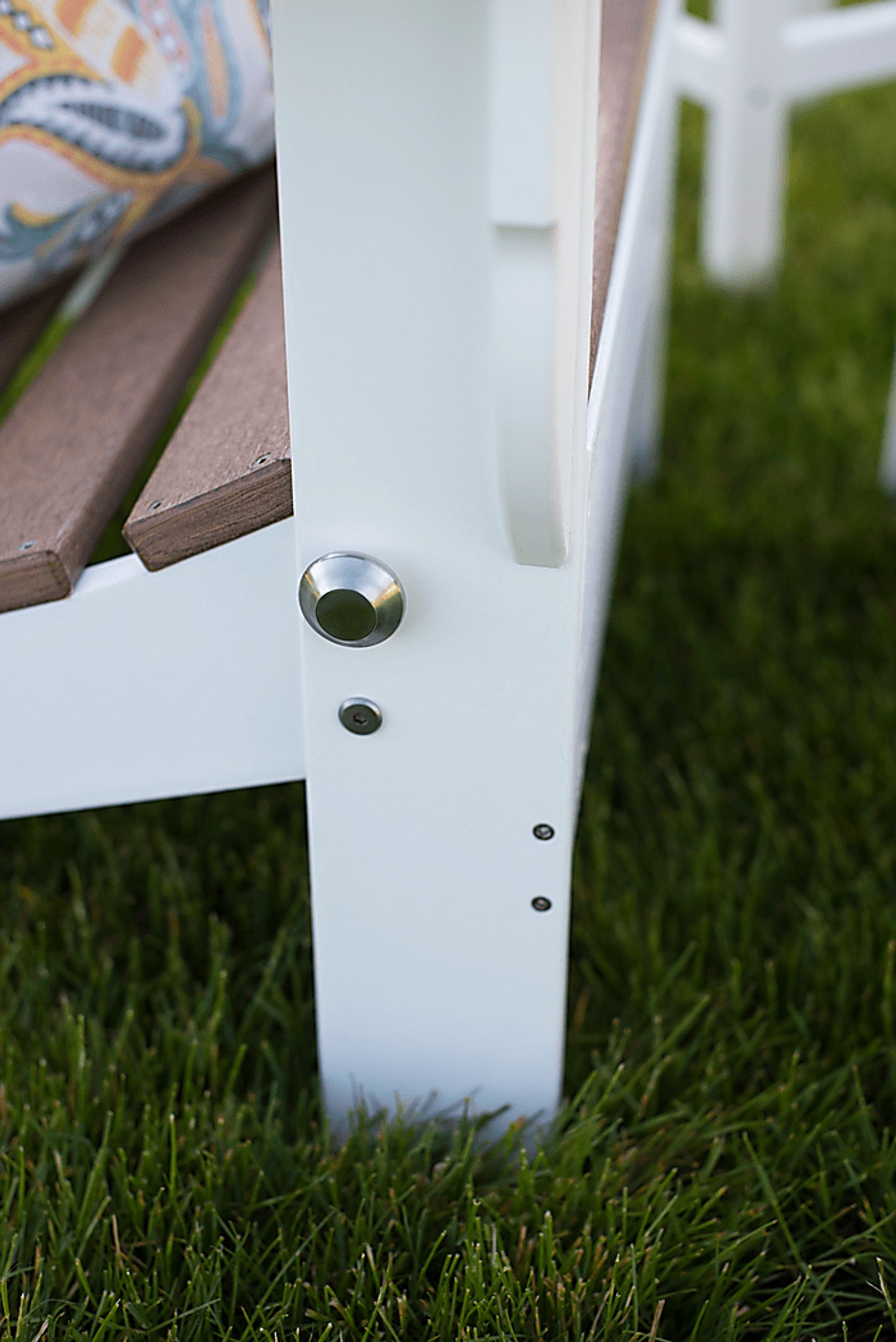 Greenport Natural White and Mocha Outdoor Adirondack Chair - Image 4